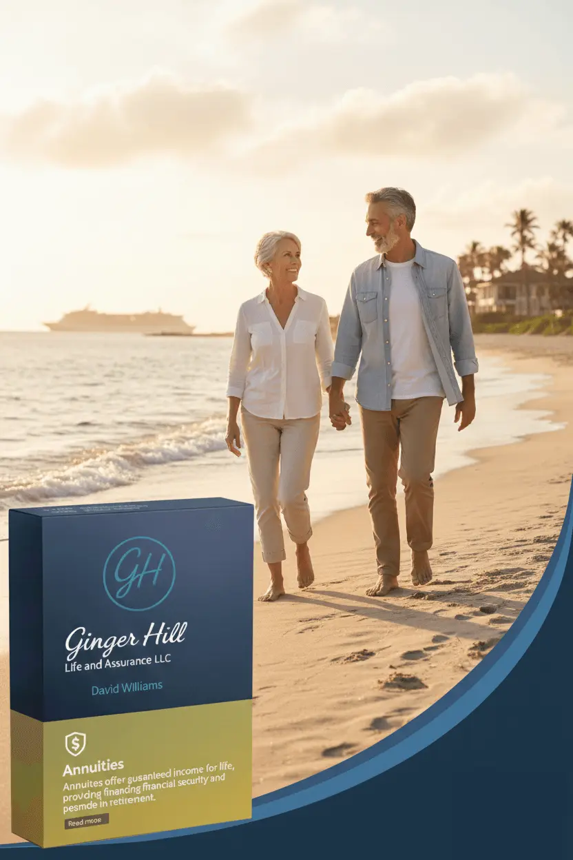 Annuities product card from Ginger Hill Insurance featuring guaranteed lifetime income protection for retirement planning and long-term financial security