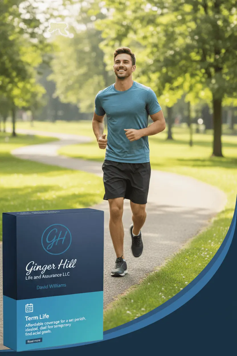 Term life insurance product card from Ginger Hill Insurance providing cost-effective and temporary coverage options to protect your family's financial future.