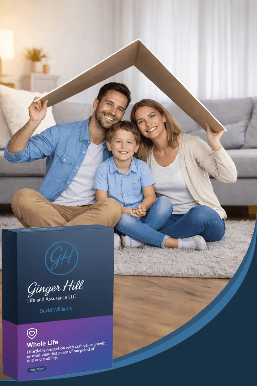Whole life insurance product card from Ginger Hill Insurance delivering lifetime coverage with guaranteed cash value accumulation for lasting financial security.